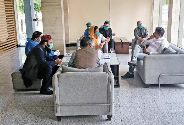 People in quarantine at Redison Hotel in Blue Area on Saturday. — White Star