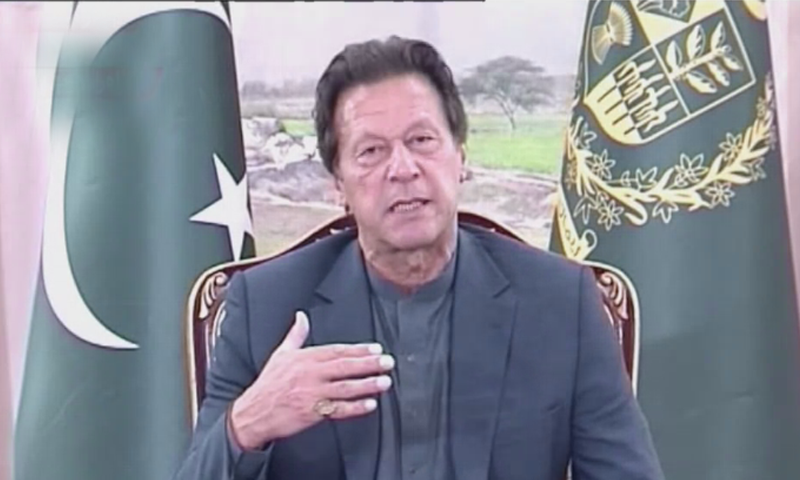 Prime Minister Imran Khan speaking to the media in Islamabad. &mdash; DawnNewsTV
