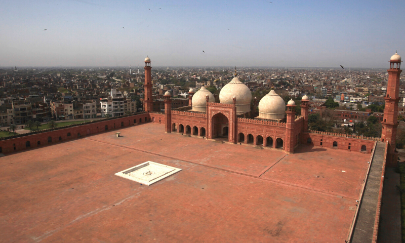 A view of the Badshahi Mosque today after the government limited congregational prayers and ordered the public to stay home, in efforts to stem the spread of Covid-19. &mdash; Reuters
