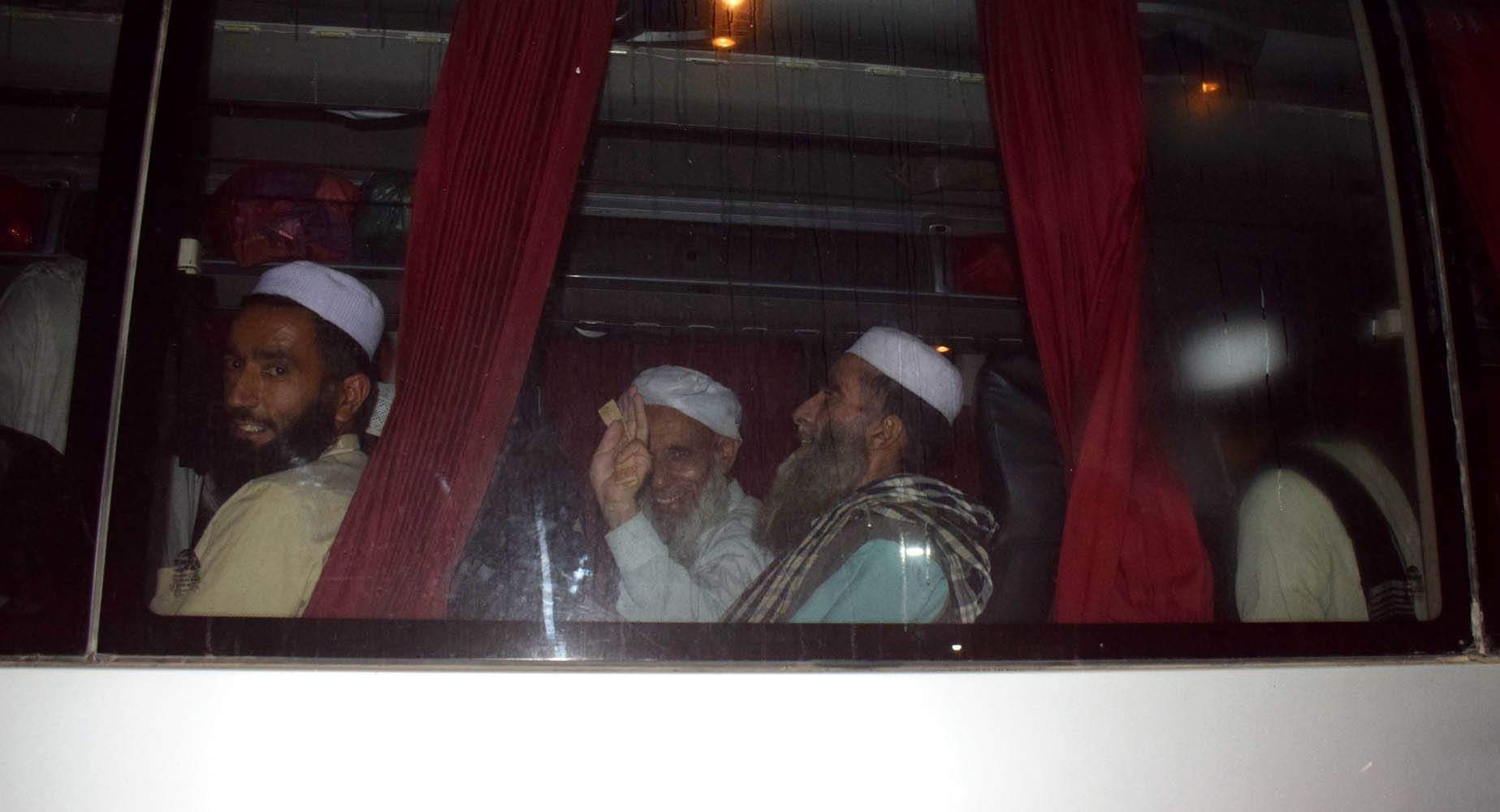 Some of the members of the Tableeghi Jamaat leaving for their homes on Tuesday. &mdash; Photo courtesy Umair Ali