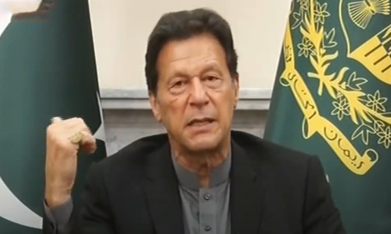 Prime Minister Imran Khan addressing the media in Islamabad. — DawnNewsTV