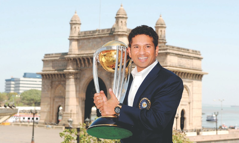 IN this April 3, 2011 filephoto Sachin Tendulkar holds the trophy at the Taj Hotel, the day after India defeated Sri Lanka in the ICC Cricket World Cup final.&mdash;Reuters