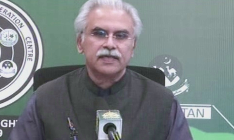 SAPM Zafar Mirza speaks to media. &mdash; DawnNewsTV