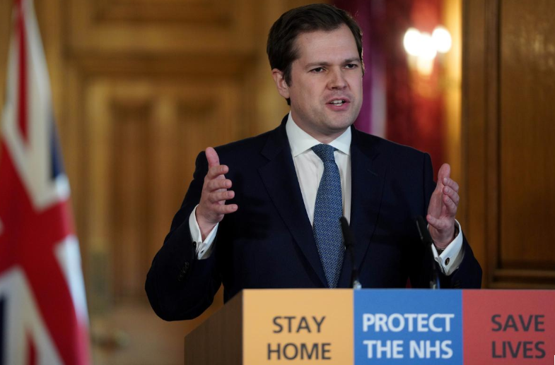 Britain's Housing Secretary Robert Jenrick holds a Covid-19 digital news conference. — Reuters