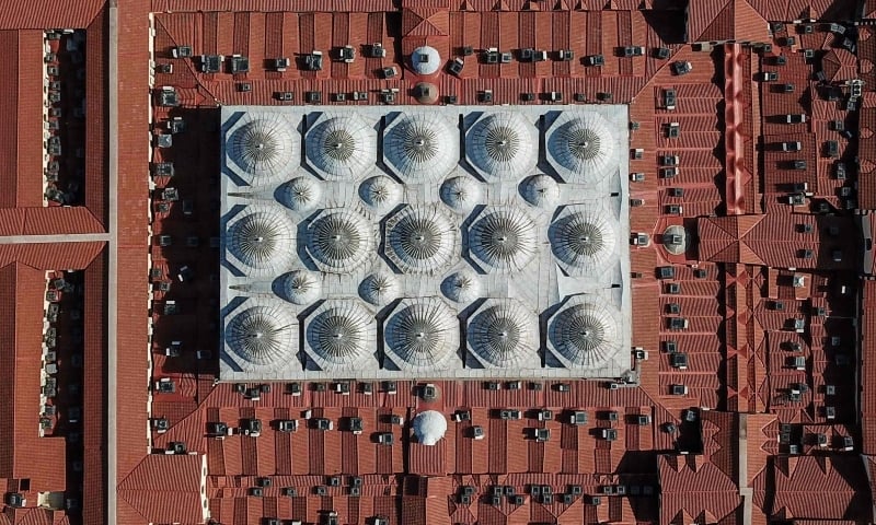 An aerial view of the roof of the iconic Grand Bazaar in Istanbul. &mdash; AFP