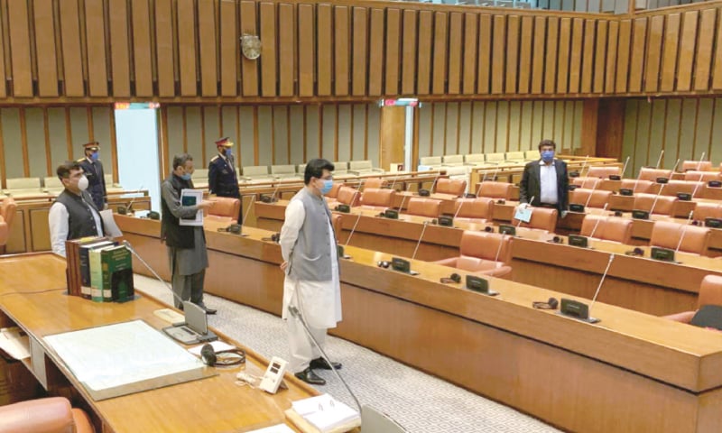 Senate Chairman Sadiq Sanjrani visits the hall of the house on Wednesday.—White Star Senate Chairman Sadiq Sanjrani visits the hall of the house on Wednesday.—White Star
