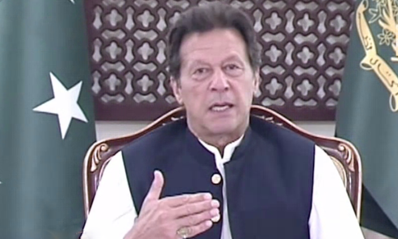 Prime Minister Imran Khan addresses the media in Islamabad. &mdash; DawnNewsTV