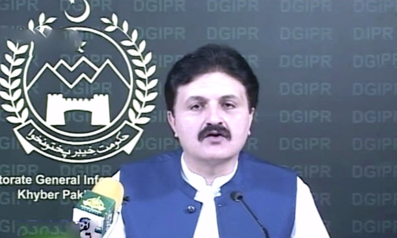 Ajmal Wazir addresses the media. &mdash; DawnNewsTV