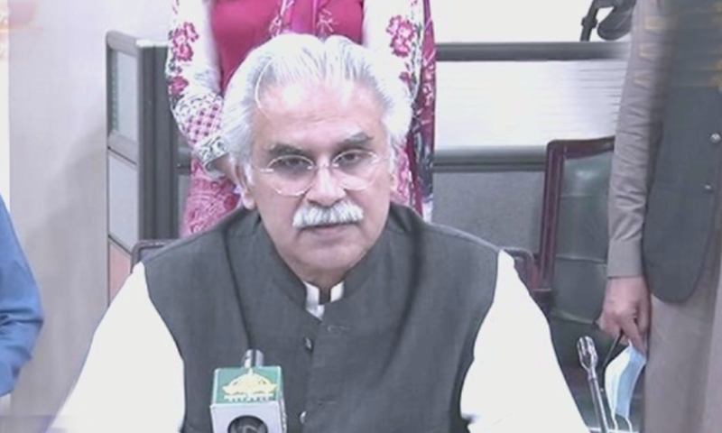 SAPM Dr Zafar Mirza addresses the media. — DawnNewsTV