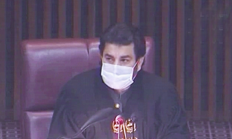 NA Deputy Speaker Qasim Khan Suri presides National Assembly session. &mdash; DawnNewsTV