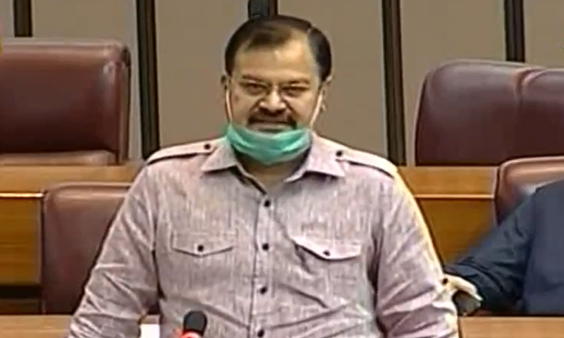 PPP MNA Mahesh Kumar addressing the NA. &mdash; DawnNewsTV