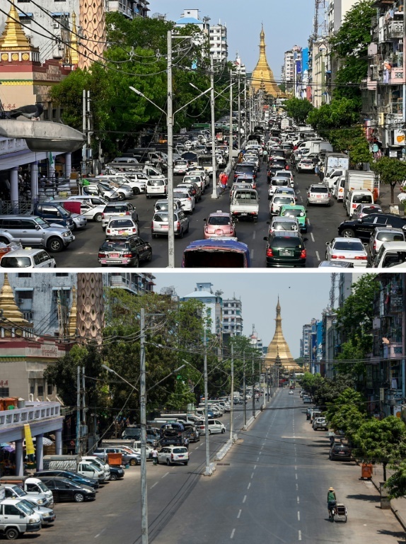 For a while the entrance to Yangon's golden Sule pagoda emerged from behind the swirl of buses and banged-up cars. &mdash; AFP