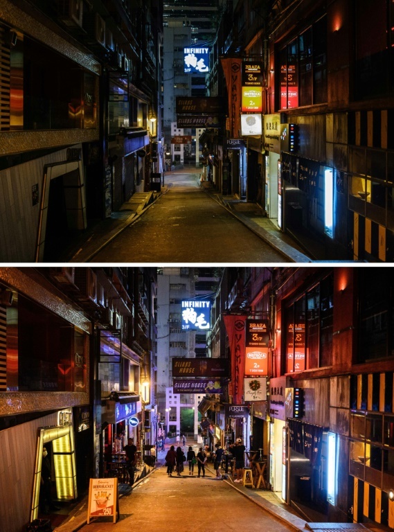 In Hong Kong, revellers are slowly returning to the streets of Lan Kwai Fong, a popular drinking area in the central business district. &mdash; AFP