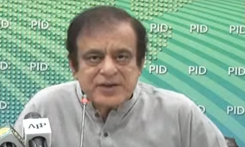 Information Minister Shibli Faraz addresses the media. — DawnNewsTV