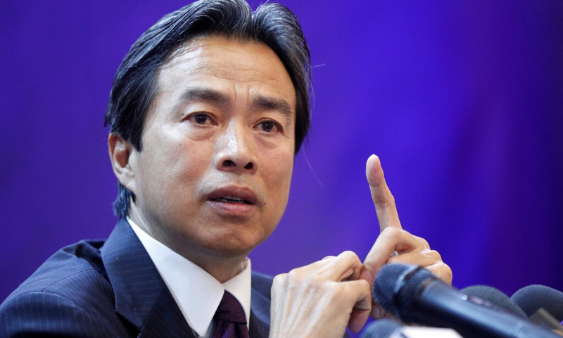 In this August 2019 file photo, Du Wei speaks during a news briefing in Kiev, Ukraine. &mdash; Reuters