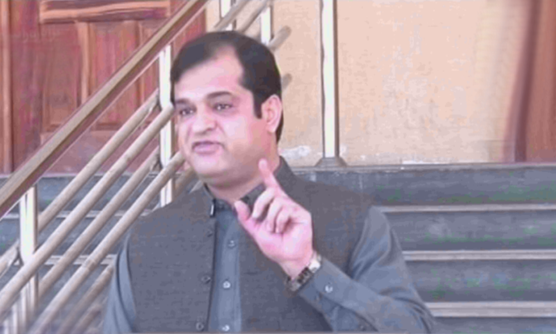 Balochistan spokesperson Liaquat Shahwani speaks to media. — DawnNewsTV