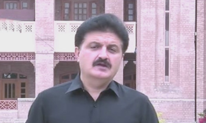 Ajmal Wazir addressing the media. — DawnNewsTV