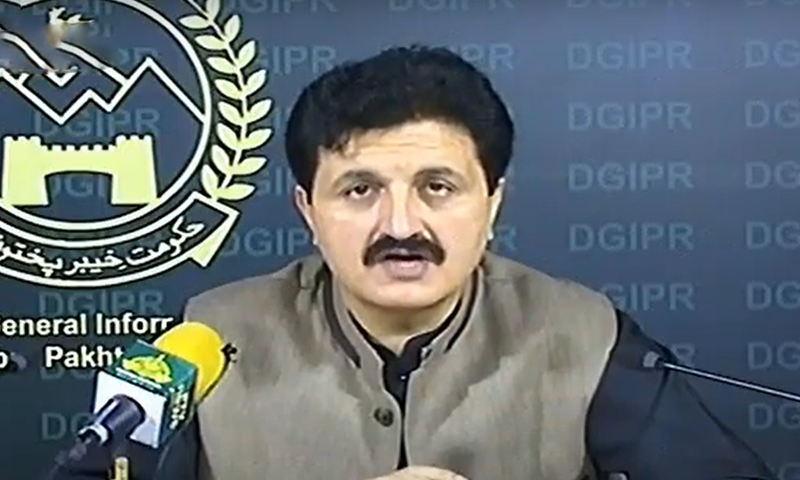 Ajmal Wazir addressing the media. &mdash; DawnNewsTV