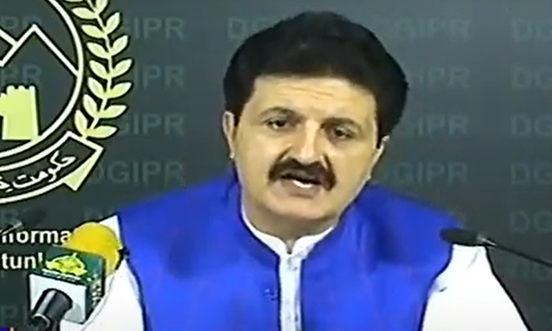Adviser to Khyber Pakhtunkhwa Chief Minister Ajmal Wazir addresses media. — DawnNewsTV