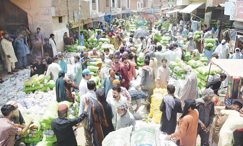 MANGOES being auctioned in old Sabzi Mandi, Hyderabad. —Umair Ali