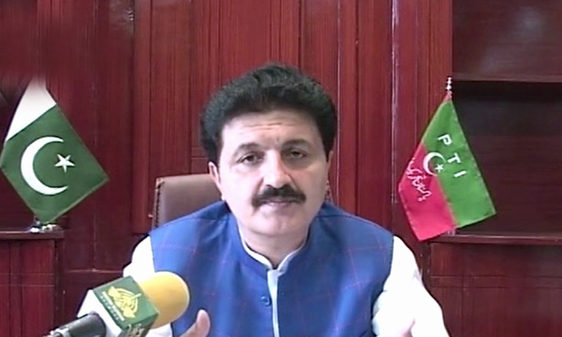 Ajmal Wazir addresses the media. &mdash; DawnNewsTV
