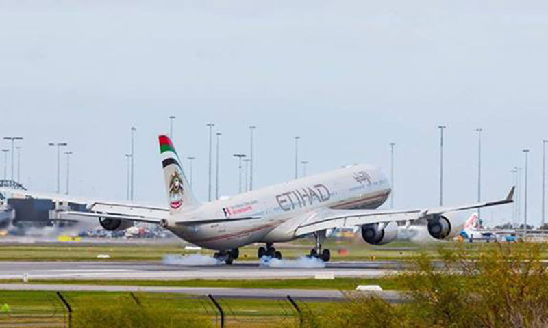 Etihad Airways will be resuming its twice-weekly flights from Karachi and Lahore for outbound passengers only. — AFP/file