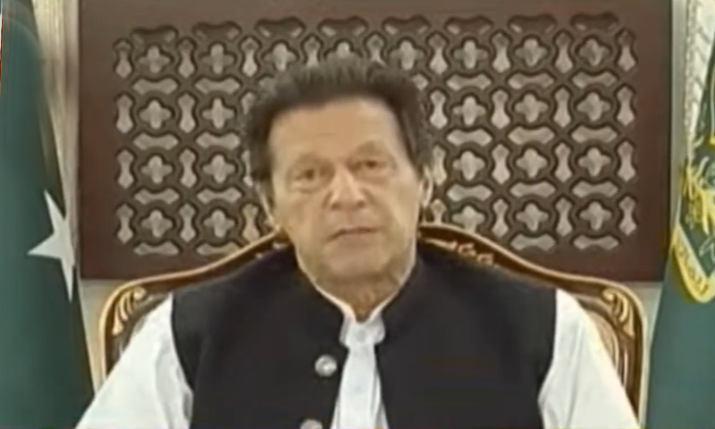 Imran Khan addressing the nation. — DawnNewsTV