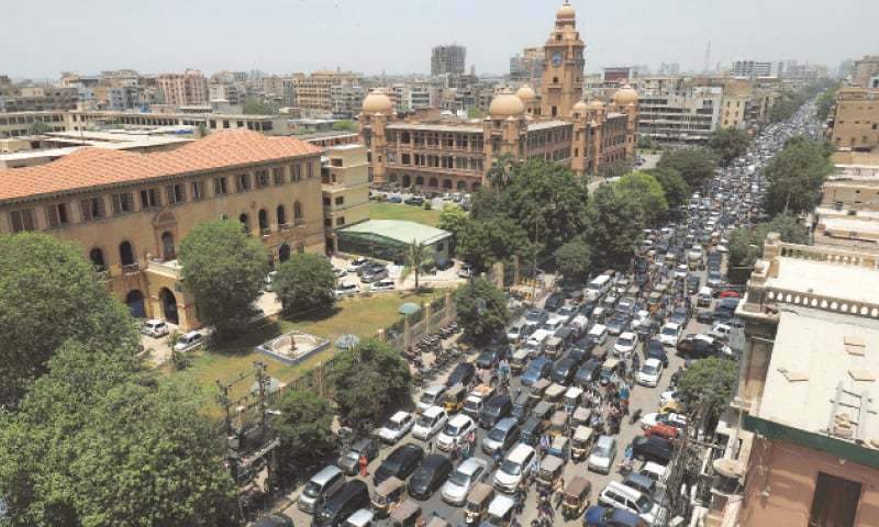 KARACHI: A general view of traffic on the M.A. Jinnah Road after the government lifted the weeks-long countrywide lockdown.
— Reuters/File KARACHI: A general view of traffic on the M.A. Jinnah Road after the government lifted the weeks-long countrywide lockdown.
— Reuters/File