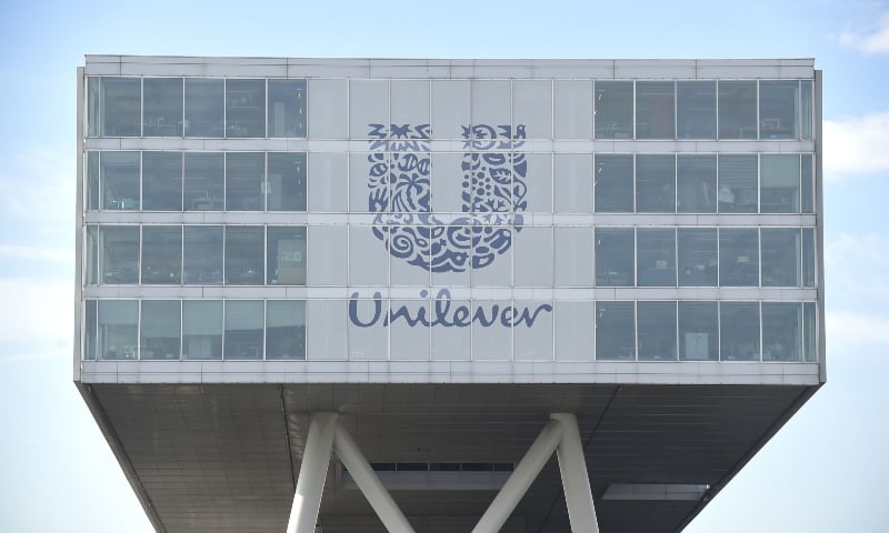 This file photograph taken on June 5, 2015, shows the logo of Unilever at the company headquarters in Rotterdam. — AFP