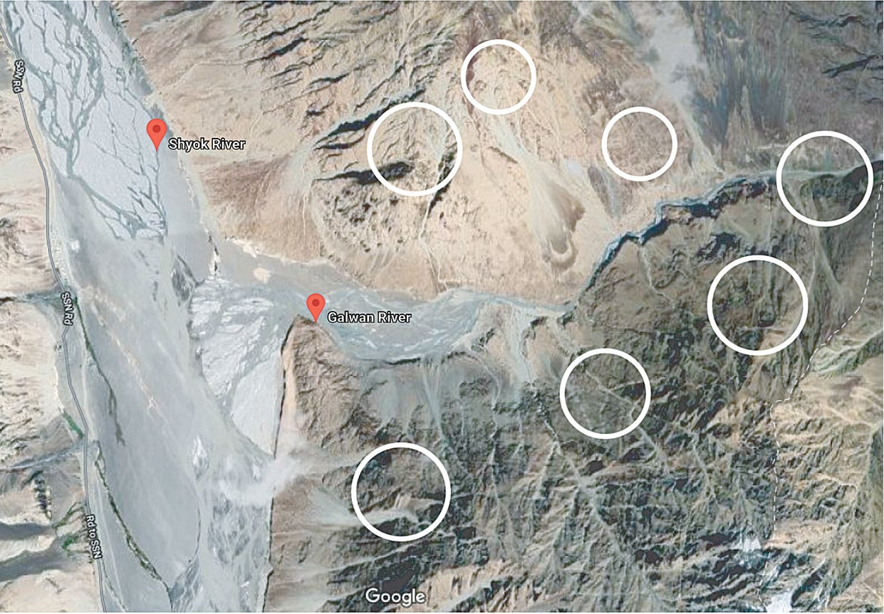 Based on annotated map by Lt Gen H S Panag (originally carried by theprint.in) showing areas in and around Galwan Valley that have been secured by the PLA