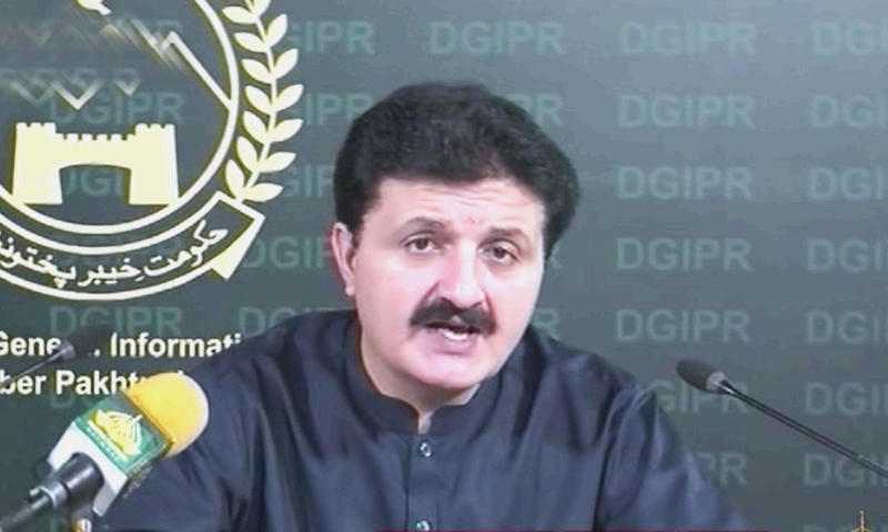 Ajmal Wazir addressing the media. &mdash; DawnNewsTV