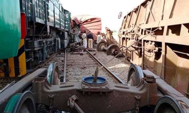 The end-down track has been "completely blocked" as a result of the collision, a Pakistan Railways spokesperson has said. — Photo provided by Pakistan Railways