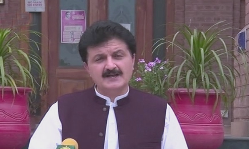 Ajmal Wazir addressing the media. &mdash; DawnNewsTV