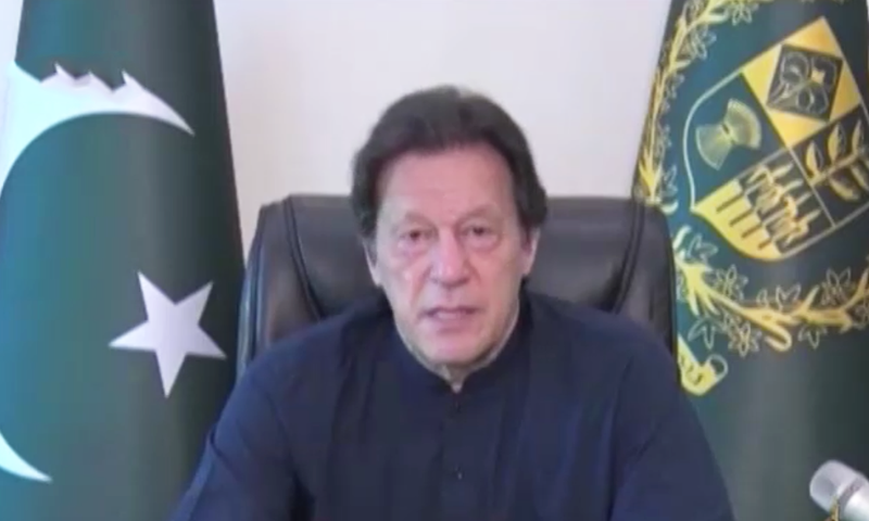 Prime Minister Imran Khan during his address. &mdash; DawnNewsTV