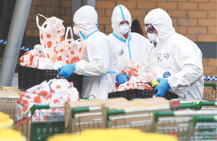 Melbourne: Members of the fire brigade prepare to take food parcels to residents in a public housing
estate on Thursday as the city began another lockdown after a fresh outbreak of Covid-19. Five million people in Australia’s second-biggest city returned to tough restrictions just weeks after they ended the first lockdown.—AFP