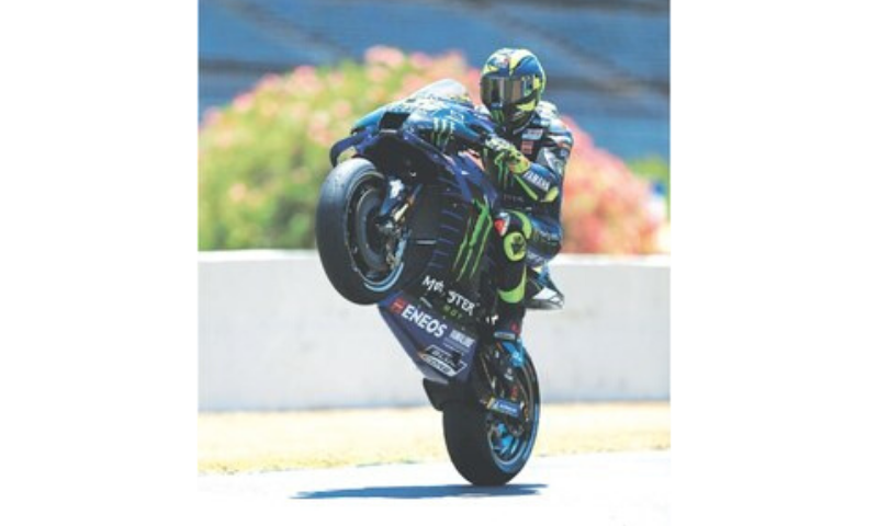 JEREZ: Monster Energy Yamaha&rsquo;s Valentino Rossi in action during the qualifying for the Spanish MotoGP at the Circuito de Jerezon on Saturday. &mdash; Reuters