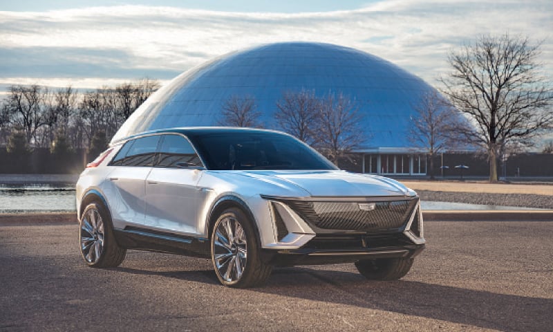 The Cadillac Lyriq can be seen in this photo. General Motors&rsquo; Cadillac brand is the latest to roll out an electric vehicle with the promise of taking sales from market leader Tesla. Executives say the Lyriq midsize SUV will have a range of over 300 miles per charge as well as technology and features to pull buyers from Tesla.&mdash;AP