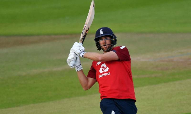 England's batsman Dawid Malan plays a shot during the international Twenty20 cricket match between England and Australia at the Ageas Bowl in Southampton, southern England on September 8. &mdash; AFP