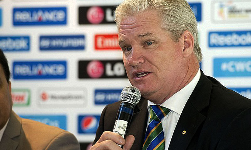 Dean Jones, regarded as one of the finest batsmen of his generation, is seen speaking at a press conference. — AFP/File