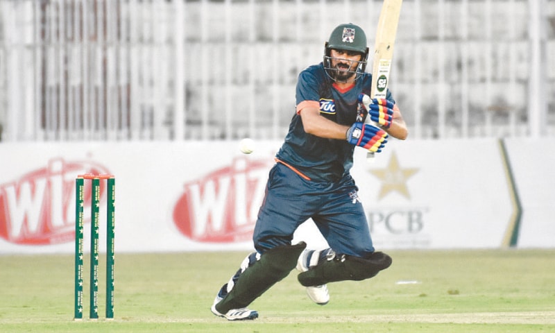 RAWALPINDI: Balochistan opener Awais Zia on song during his unbeaten knock of 92 against Khyber Pakhtunkhwa in the National T20 Cup match at the Pindi Cricket Stadium on Saturday. &mdash; Tanveer Shehzad/White Star