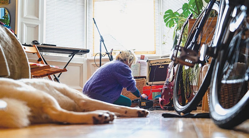 Hailey Beavis doing the music for the performance from her home in Edinburgh