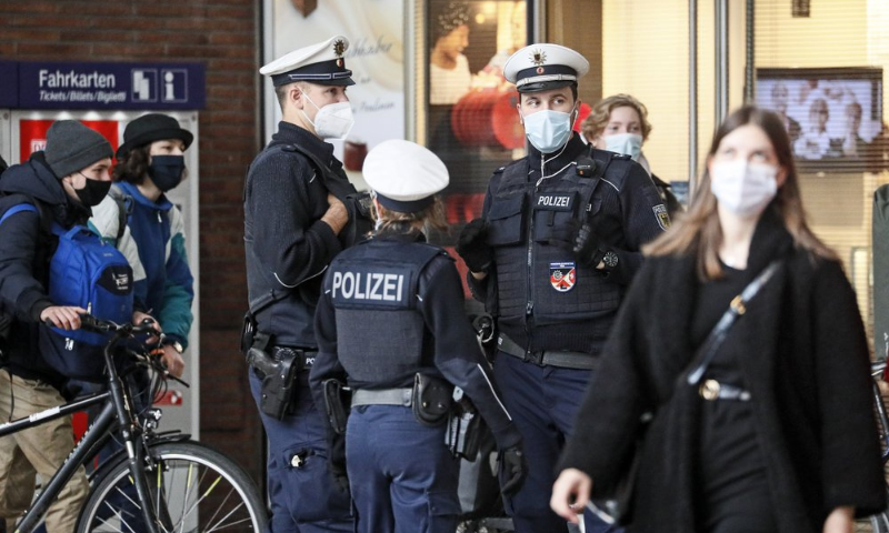 Police with face masks control the coronavirus orders at the train station in Cologne, Germany on Oct 15. — AP/File