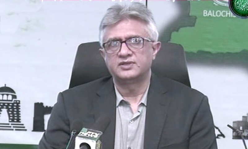SAPM Dr Faisal Sultan addresses a press conference. — DawnNewsTV