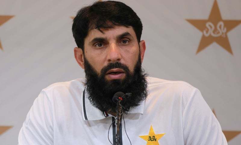 In this handout picture released by the PCB on Sept 7, Misbah-ul-Haq speaks to media during a press conference in Lahore. — AFP/File