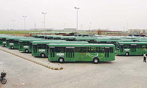 The BRT service was suspended on Sept 17 after fires broke out in four buses within a month of its launch. — Dawn/File The BRT service was suspended on Sept 17 after fires broke out in four buses within a month of its launch. — Dawn/File