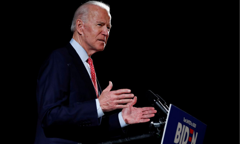 US Democratic presidential candidate Joe Biden speaks about responses to Covid-19 at an event in Wilmington, Delaware, US on March 12, 2020. — Reuters