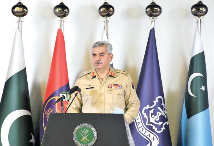 ISPR Director General Maj Gen Babar Iftikhar addressing a press conference.—INP