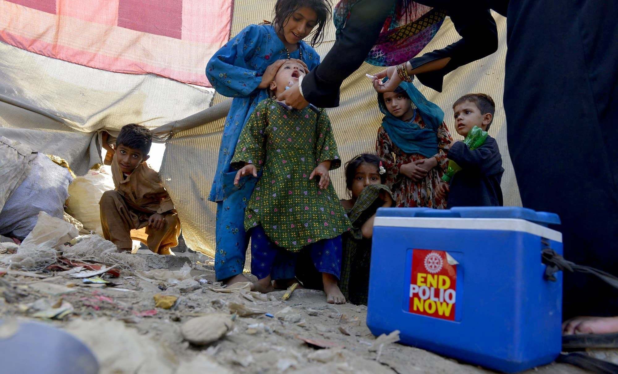 A large number of union council polio officers protested outside the World Health Organisation office, demanding an extension in the contracts of 1,800 officers.— AFP/File