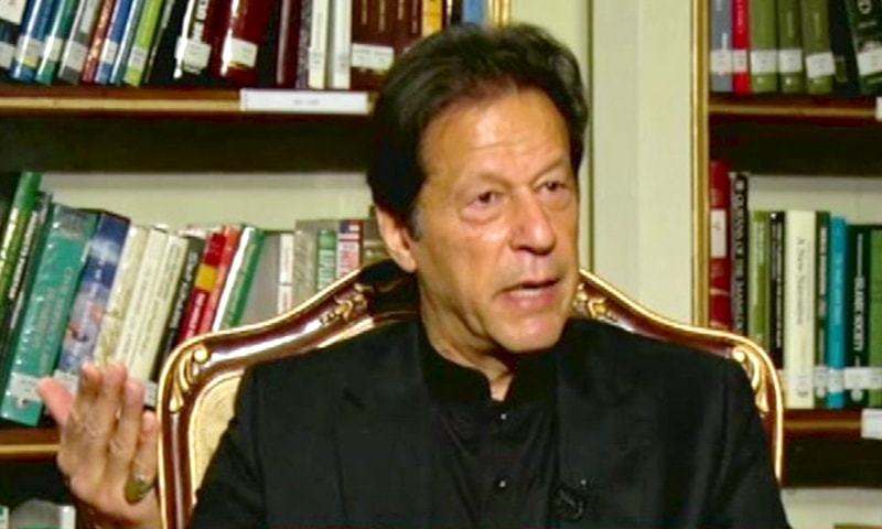 Imran Khan gestures during an interview to GNN. — DawnNewsTV