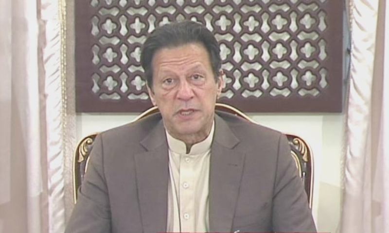 Prime Minister Imran Khan speaks to the media. &mdash; DawnNewsTV